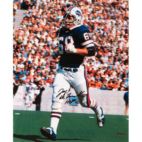 Joe DeLamielleure Signed Buffalo Bills Blue Jersey Action 16x20 Photo w/HOF'03