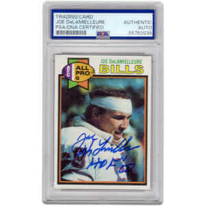 Joe DeLamielleure Signed Buffalo Bills 1979 Topps Football Card #190 w/HOF&rsquo;03 &ndash; (PSA Encapsulated)