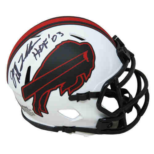 Joe DeLamielleure Signed Buffalo Bills Lunar Eclipse White Matte Riddell Speed Mini Helmet w/HOF'03