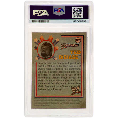 Ted Dibiase Signed 2007 Topps Heritage WWE Wrestling Trading Card #82 - (PSA Encapsulated) - Image 2