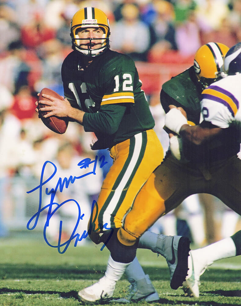 Lynn Dickey Signed Green Bay Packers Drop Back Action 8×10 Photo