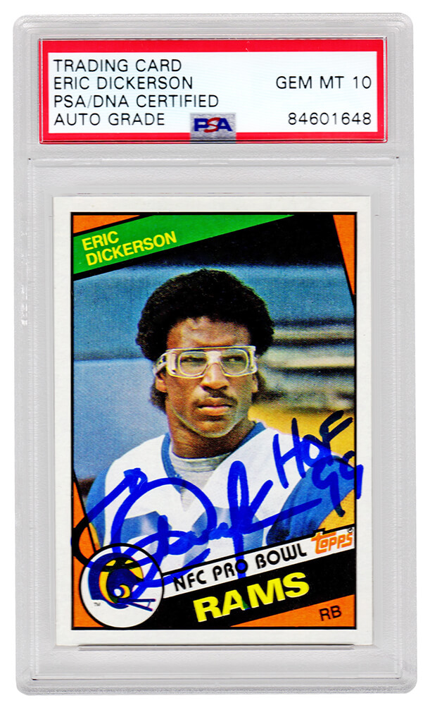 Eric Dickerson 1984 Topps Rookie newest Auto RC Autographed #280 Rams PSA Full Specs