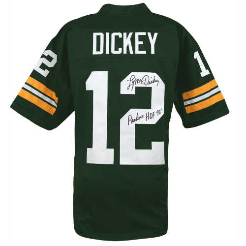 Lynn Dickey Signed Green Custom Football Jersey w/Packers HOF'92
