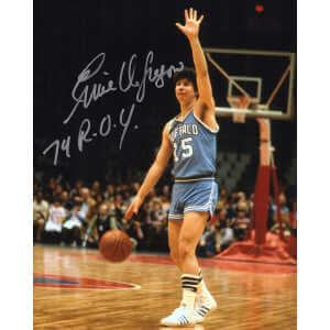 Ernie DiGregorio Signed Buffalo Braves Blue Jersey Action 8x10 Photo w/74 ROY
