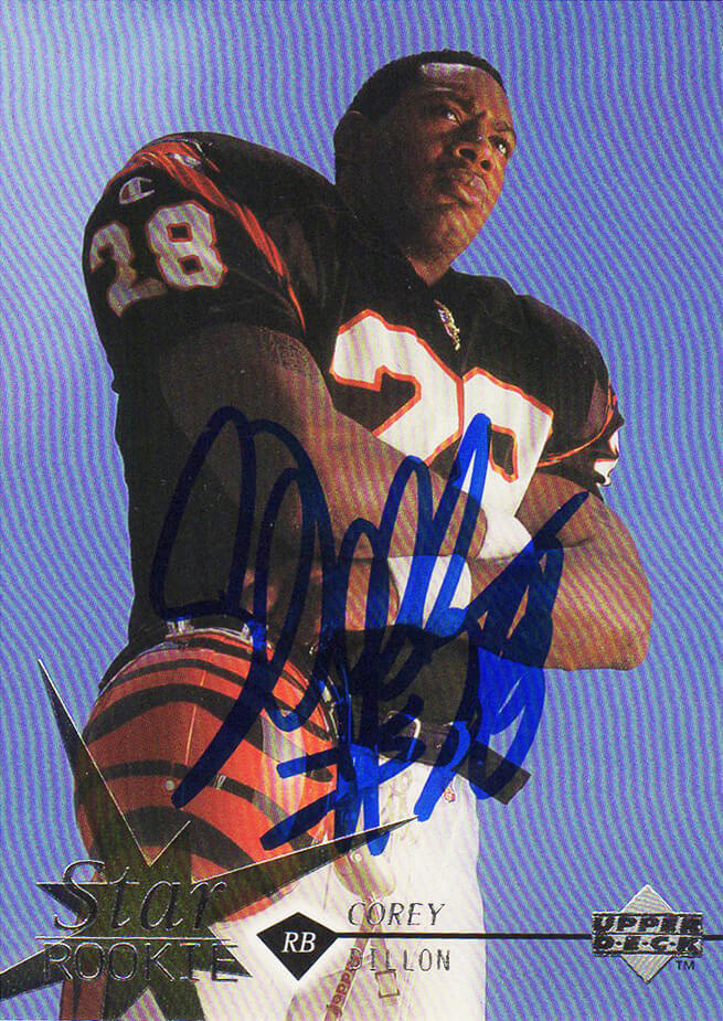 Corey Dillon Signed Cincinnati Bengals 1997 Upper Deck Football Rookie Card  #24 – (PSA/DNA Encapsulated) – Schwartz Sports Memorabilia