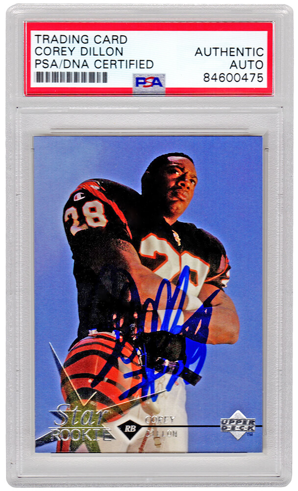 Corey Dillon Signed Cincinnati Bengals 1997 Upper Deck Football Rookie Card  #24 – (PSA/DNA Encapsulated) – Schwartz Sports Memorabilia