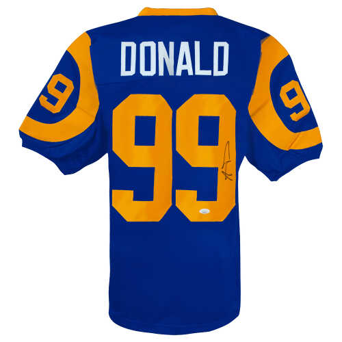 Aaron Donald Signed Blue Throwback Custom Football Jersey - (JSA)