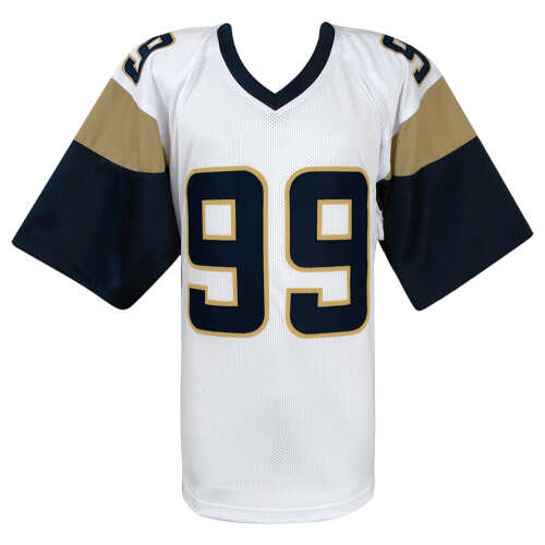 Aaron Donald Signed White Custom Embroidered Stat Football Jersey - (Beckett) - Image 3