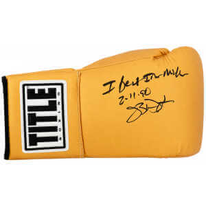 James Buster Douglas Signed Title Gold Boxing Glove w/I Beat Iron Mike 2-11-90