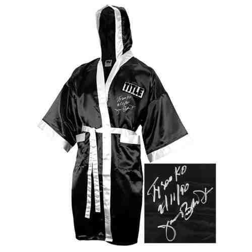 James Buster Douglas Signed Title Black Boxing Robe w/Tyson KO 2-11-90