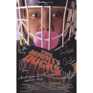 The Mighty Ducks Cast Signed 11x17 The Migty Ducks (Goldberg Image) Movie Poster (7 Signatures - w/Character Names)