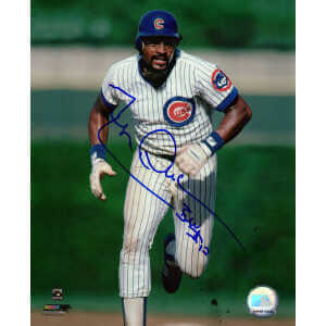 Leon Durham Signed Chicago Cubs Running Bases 8x10 Photo w/Bull