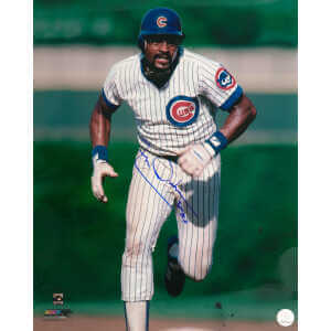 Leon Durham Signed Chicago Cubs Running Bases Action 16x20 Photo w/Bull