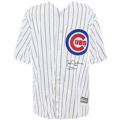 Leon Durham Signed Chicago Cubs White Pinstripe Majestic Replica Baseball Jersey w/Bull, 2x All Star