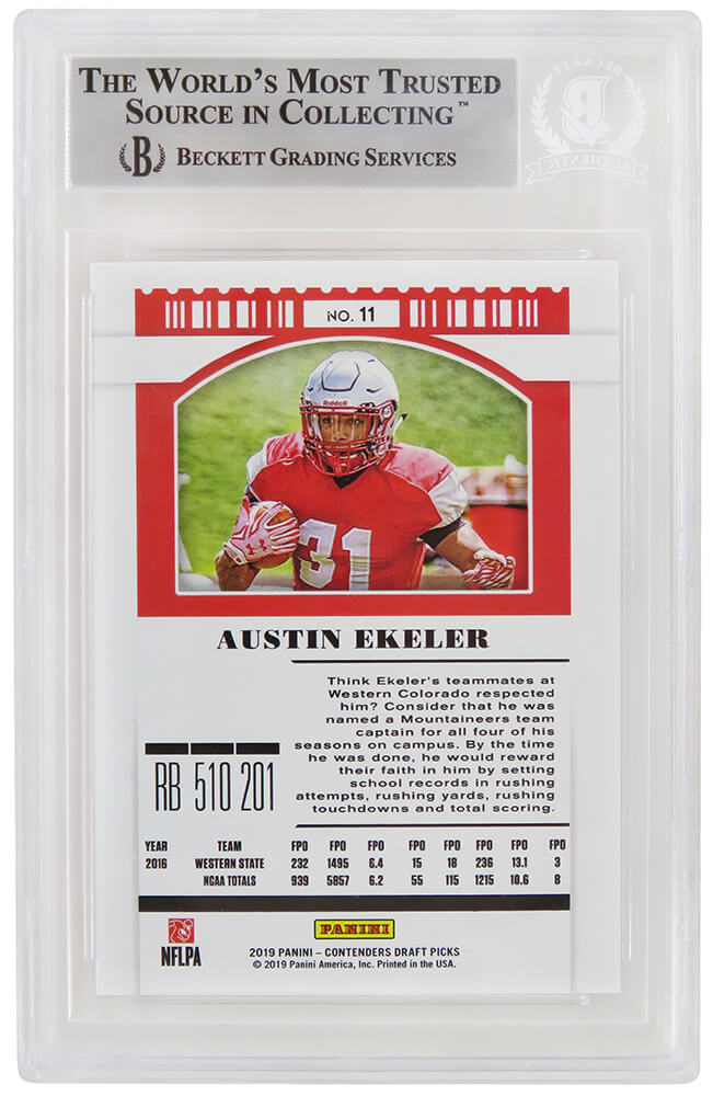 Austin Ekeler Signed Los Angeles Chargers 2019 Panini Contenders Draft Picks Card #11 - (Beckett Encapsulated) - Image 2