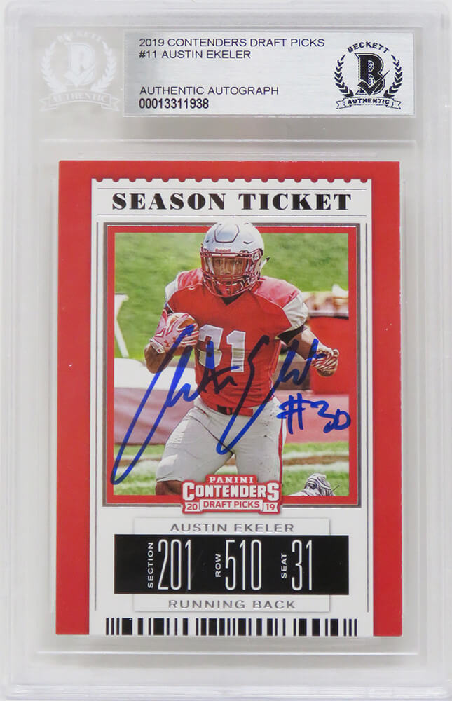 Austin Ekeler Signed Los Angeles Chargers 2019 Panini Contenders Draft Picks Card #11 - (Beckett Encapsulated)