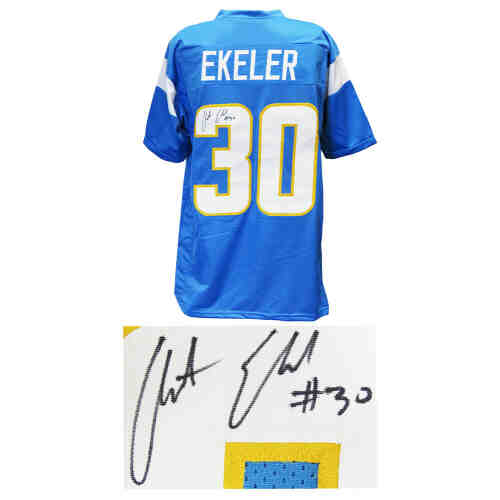 Austin Ekeler Signed Blue Custom Football Jersey