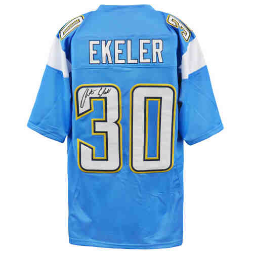 Austin Ekeler Signed Blue Custom Football Jersey (w/Navy Border)