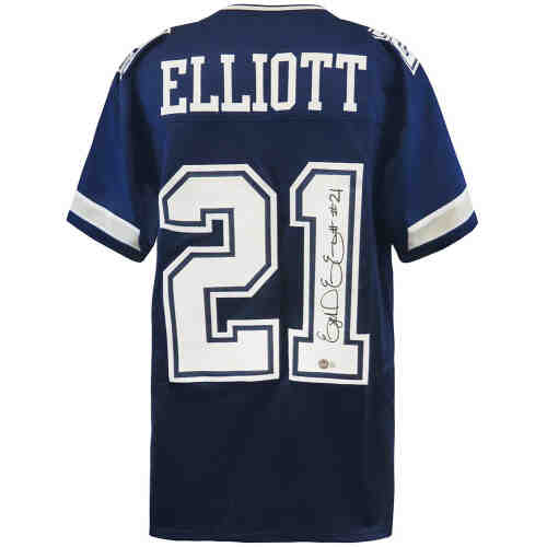 Ezekiel Elliott Signed Navy Custom Football Jersey - (Beckett)