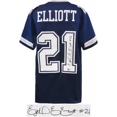 Ezekiel Elliott Signed Navy Custom Football Jersey - (Beckett) - Image 2
