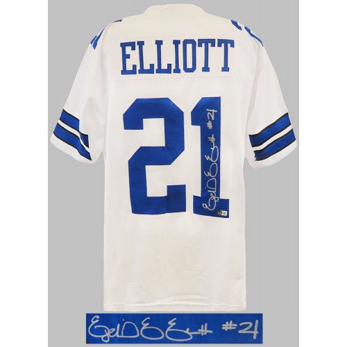Ezekiel Elliott Signed White Custom Football Jersey - (Beckett) - Image 2