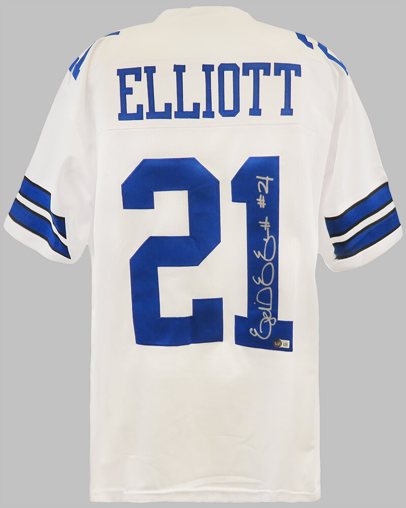 Ezekiel Elliott Signed Framed Custom White Pro Style Football Jersey BAS ITP