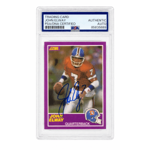 John Elway Signed Denver Broncos 1989 Score Supplemental Football Trading Card #339S  (PSA Encapsulated)