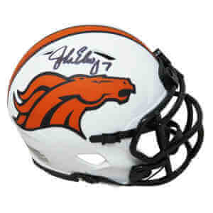 John Elway Signed Denver Broncos Lunar Eclipse White Matte Riddell Speed Mini Helmet