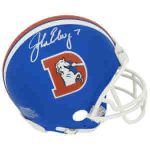 John Elway Signed Denver Broncos T/B 'D' Logo Riddell (VSR4) Mini Helmet