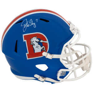 John Elway Signed Denver Broncos T/B D Logo Riddell Full Size Speed Replica Helmet