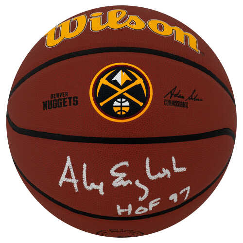 Alex English Signed Denver Nuggets Logo Wilson Alliance NBA Basketball w/HOF'97