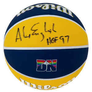 Alex English Signed Wilson Denver Nuggets The City Logo NBA Basketball w/HOF'97