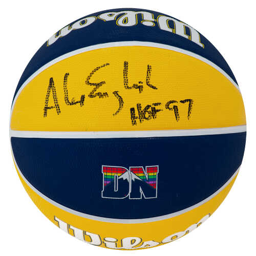 Alex English Signed Wilson Denver Nuggets The City Logo NBA Basketball w/HOF'97