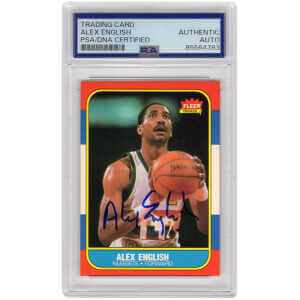 Alex English Signed Denver Nuggets 1986 Fleer Basketball Trading Card #30 - (PSA Encapsulated)