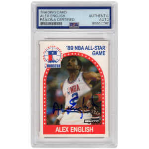 Alex English Signed Denver Nuggets 1989-90 NBA Hoops All Star Game Basketball Card #133 - (PSA Encapsulated)