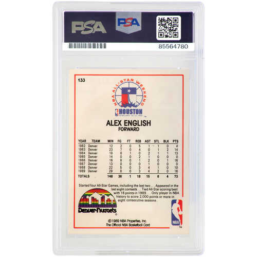 Alex English Signed Denver Nuggets 1989-90 NBA Hoops All Star Game Basketball Card #133 - (PSA Encapsulated) - Image 2