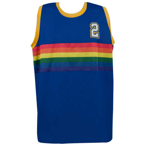 Alex English Signed Blue Throwback Custom Basketball Jersey w/HOF'97 - Image 2