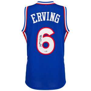 Julius Erving Signed Blue T/B Custom Basketball Jersey - (JSA)