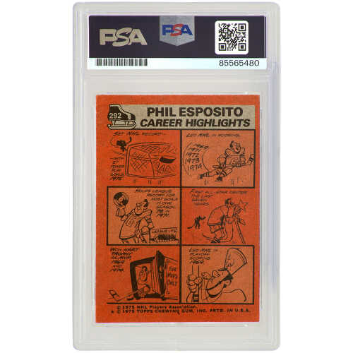 Phil Esposito Signed Boston Bruins 1975 Topps Hockey Card #292 - (PSA Encapsulated) - Image 2