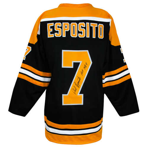 Phil Esposito Signed Black Custom Hockey Jersey w/HOF 1984