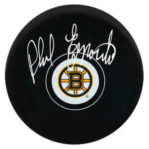 Phil Esposito Signed Boston Bruins Team Logo Hockey Puck
