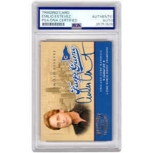 Emilio Estevez Signed 2004 Donruss Threads Fans of the Game Trading Card #201 &ndash; (PSA Encapsulated)