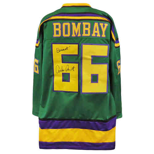 Emilio Estevez Signed Bombay Green Custom Hockey Jersey w/Quack