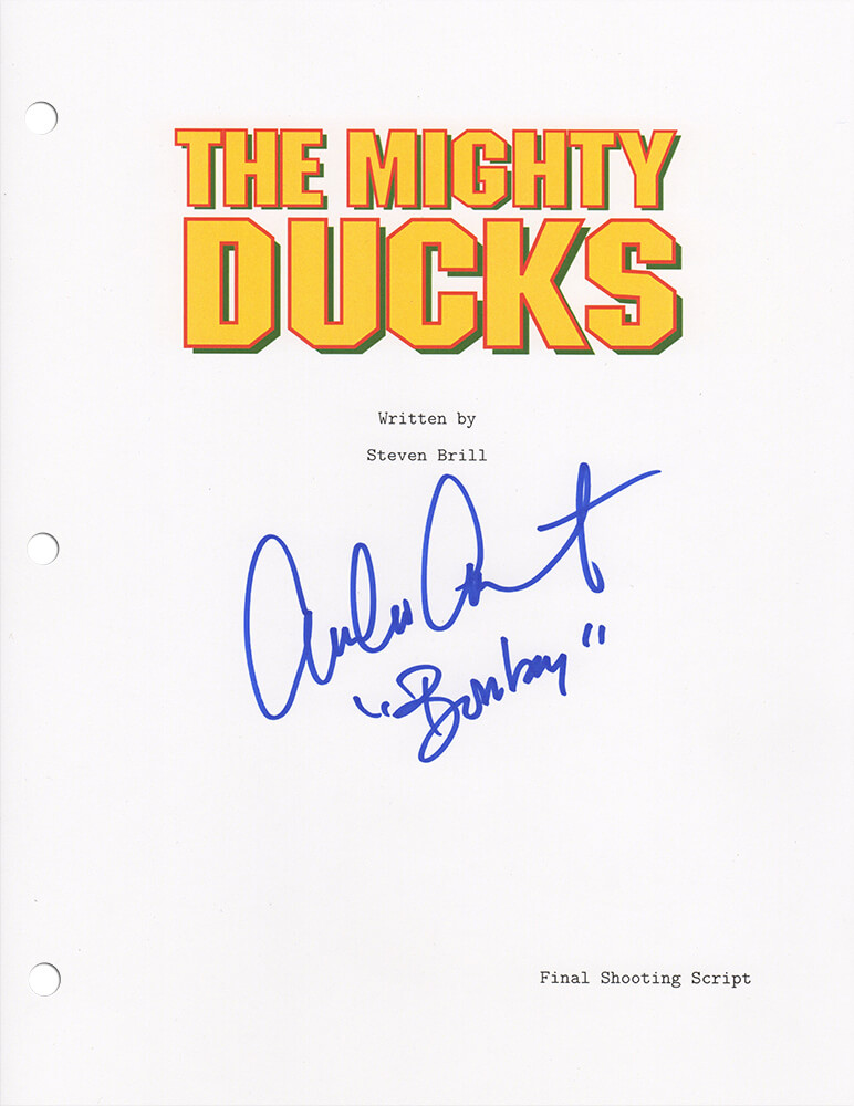Emilio Estevez Signed Mighty Ducks Movie Script Cover Page w/Bombay
