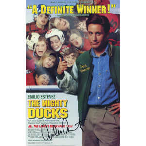 Emilio Estevez Signed The Mighty Ducks 11x17 Movie Poster (In Black)