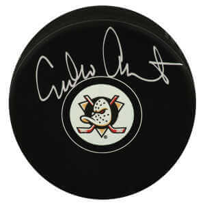 Emilio Estevez Signed Anaheim Mighty Ducks Team Logo Hockey Puck
