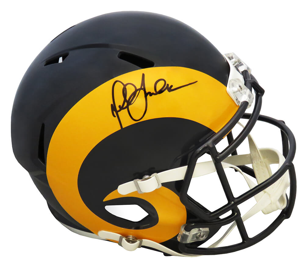 Marshall Faulk Signed Rams Throwback Riddell Full Size Speed Replica Helmet