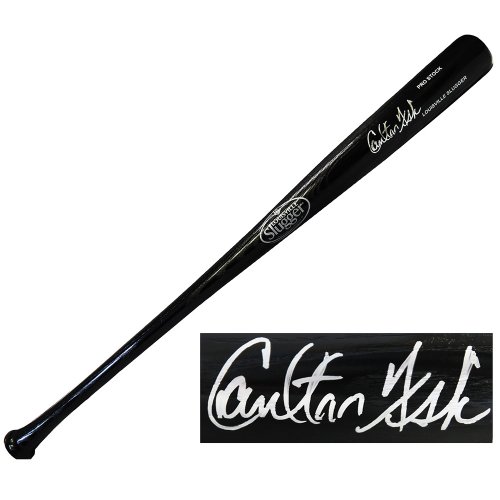 Carlton Fisk Signed Louisville Slugger Pro Stock Black Baseball Bat - Image 2