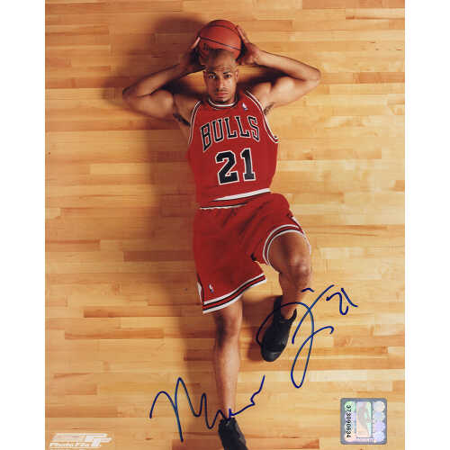 Marcus Fizer Signed Chicago Bulls Ball Behind Head Pose 8x10 Photo