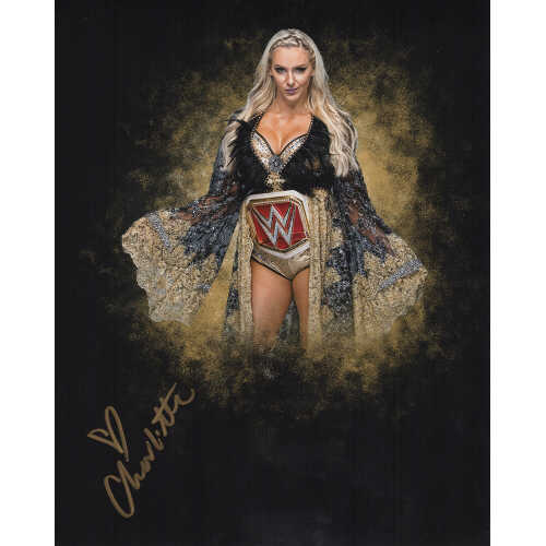 Charlotte Flair Signed Wresling Spotlight Wearing Belt 8x10 Photo